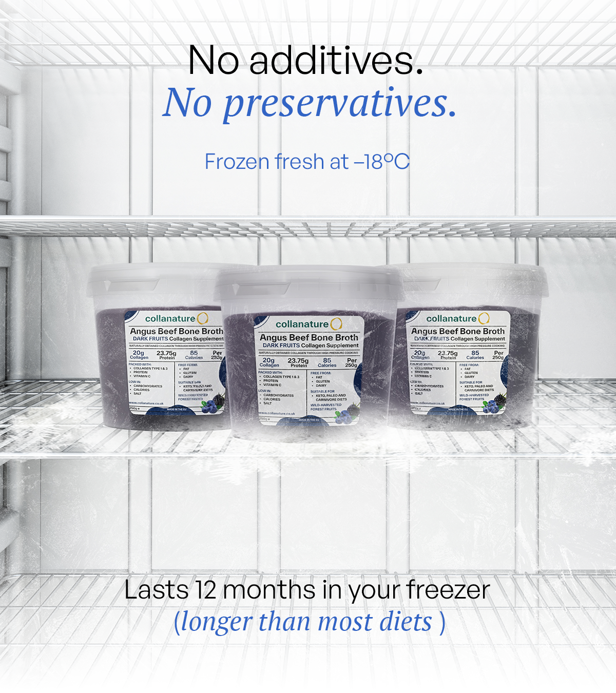 100% Natural, Bioavailable Collagen – 20,000 mg Super Concentrated Beef Bone Broth, Slow-Cooked & Nutrient-Rich (Wild Blueberries & Blackberries)