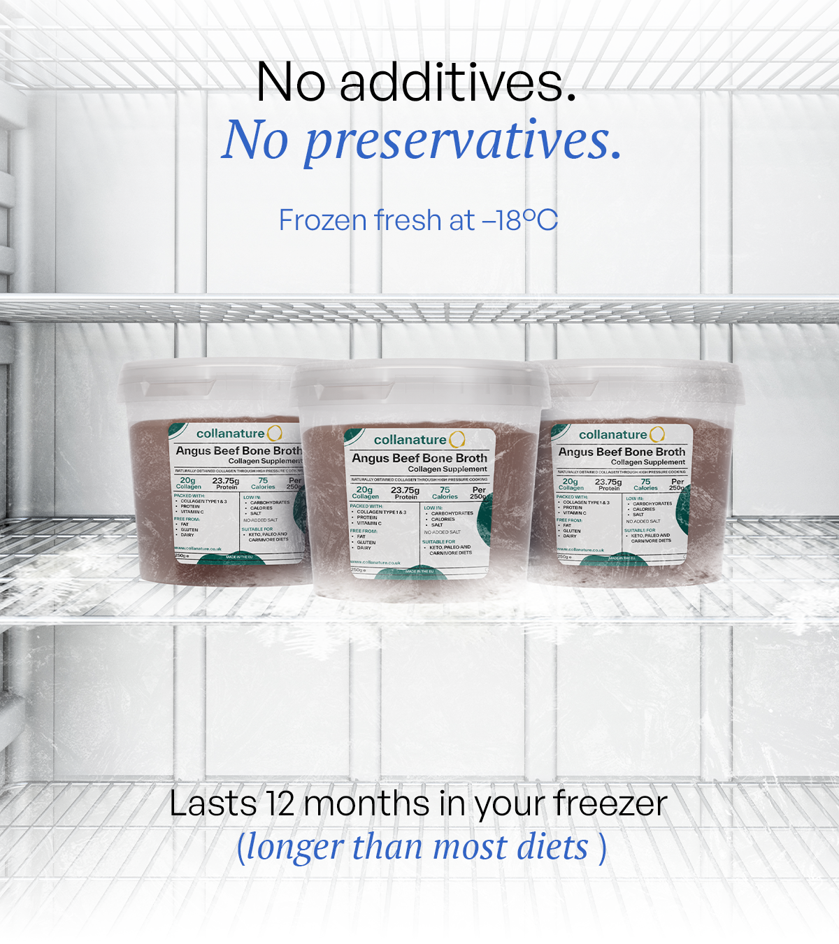 100% Natural, Bioavailable Collagen – 20,000 mg Super Concentrated Beef Bone Broth, Slow-Cooked & Nutrient-Rich (Unflavoured)