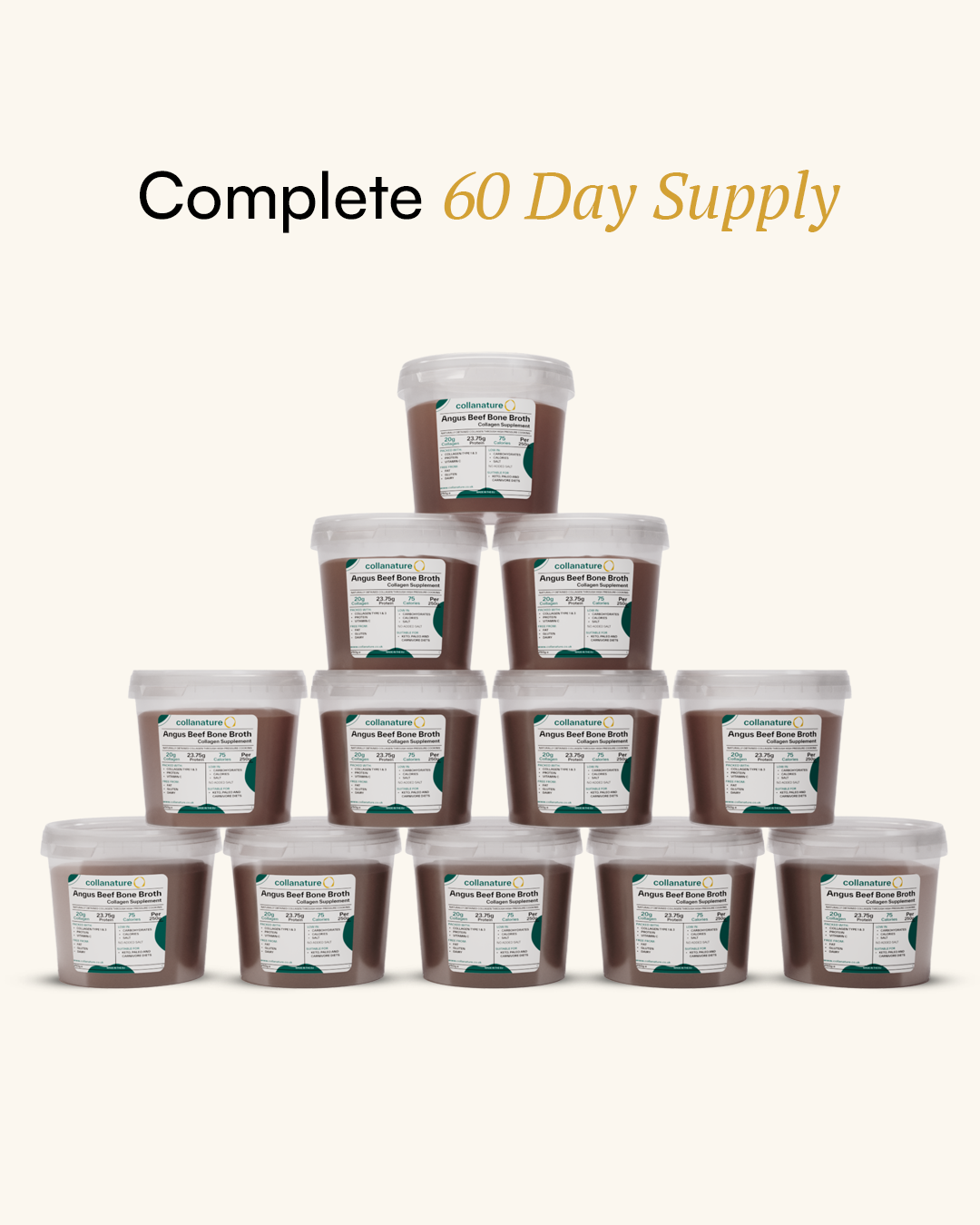 100% Natural, Bioavailable Collagen – 20,000 mg Super Concentrated Beef Bone Broth, Slow-Cooked & Nutrient-Rich (Unflavoured)