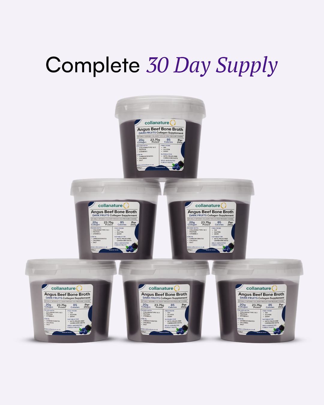 100% Natural, Bioavailable Collagen – 20,000 mg Super Concentrated Beef Bone Broth, Slow-Cooked & Nutrient-Rich (Wild Blueberries & Blackberries)