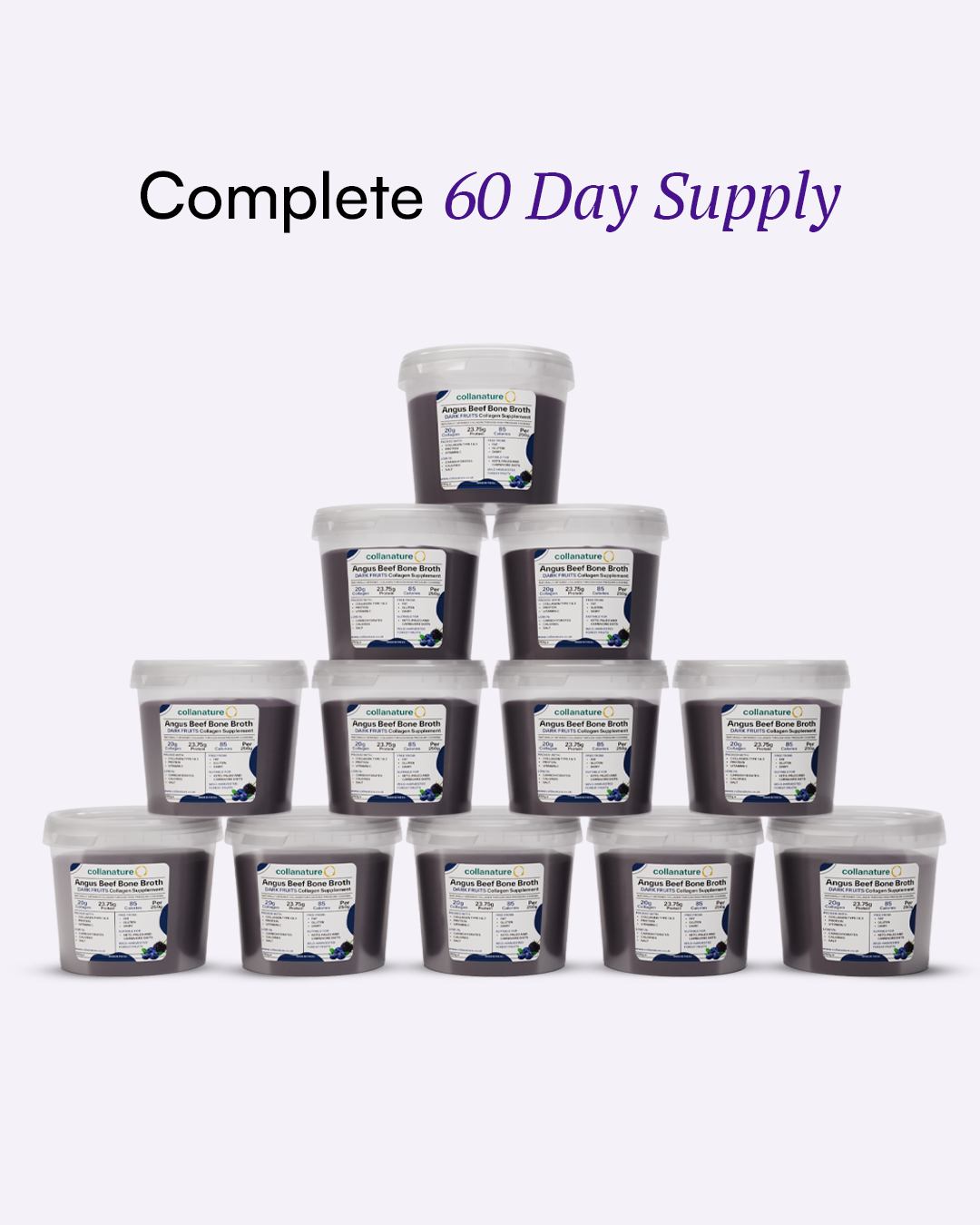 100% Natural, Bioavailable Collagen – 20,000 mg Super Concentrated Beef Bone Broth, Slow-Cooked & Nutrient-Rich (Wild Blueberries & Blackberries)